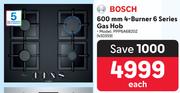 Bosch 600mm 4 Burner 6 Series Gas Hob