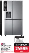 LG 617L Side by Side Frost Free Fridge with Ice & Water Dispenser