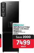 Hisense 347L Bottom Fridge Freezer with Water Dispenser