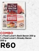 1 x Food Lover's Back Bacon 200g & 1 x Food Lover's Streaky Bacon 200g Combo