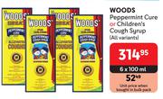 Woods Peppermint Cure Or Children's Cough Syrup (All Variants)-6 x 100ml