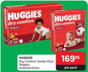 Huggies Dry Comfort Jumbo Pack Diapers-56/60/66/76/96's Per Pack