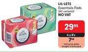 Lil-Lets Essentials Pads (All Variants)-4 x 8's
