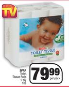 Spar Toilet Tissue Rolls 2 Ply-18 Per Pack