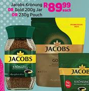 Jacobs Kronung Or Gold 200g Jar Or 230g Pouch-Each