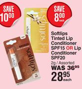 Softlips Tinted Lip Conditioner SPF15 Or Lip Conditioner SPF20 Assorted-2g Each