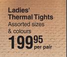 Heat Holders Ladies Thermal Tights Assorted Sizes & Colours-Per Pair