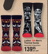 Ladies Or Men's Thermal Socks Assorted Characters-Per Pair