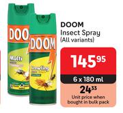 Doom Insect Spray (All Variants)-6 x 180ml