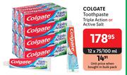 Colgate Toothapste Triple Action Or Active Salt-12 x 75/100ml