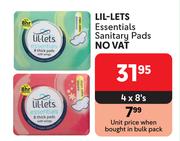 Lil-Lets Essentials Sanitary Pads-4 x 8's