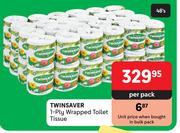 Twinsaver 1 Ply Wrapped Toilet Tissue-48's Per Pack