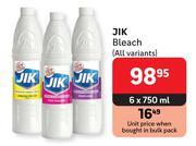 Jik Bleach (All Variants)-6 x 750ml
