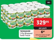 Twinsaver 1 Ply Wrapped Toilet Tissue-48's Per Pack