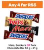 Mars, Snickers Or Twix Chocolate Bar-For Any 4 x 50g-51g