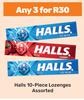 Halls 10 Piece Lozenges Assorted-For Any 3