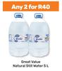 Great Value Natural Still Water-For Any 2 x 5L