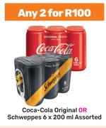 Coca Cola Original Or Schweppes Assorted-For Any 2 x 6 x 200ml