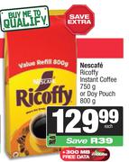 Nescafe Ricoffy Instant Coffee 750g Or Doy Pouch 800g