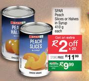 Spar Peach Slices Or Halves In Syrup-410g Each