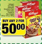 Kelloggs Coco Pops Strawberry Pops,Froot Loops,Frosties Or Rice Crispies-2 x 350g/375g/400g