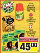 Knorr Aromat Seasoning 70g/ 75g + Rajah Curry Powder 100g + Knoo Packet Soup 5 x 50g-For All