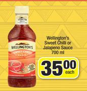 Wellington's Sweet Chilli Or Jalapeno Sauce-700ml Each