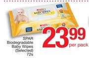 Spar Biodegradable Baby Wipes (Selected)-72's Per Pack