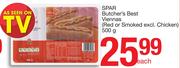 Spar Butcher's Best Viennas (Red Or Smoked Excl. Chicken))-500g Each