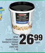 Spar Double Cream Seeded Or Indulge Yoghurt (Selected)-1Kg Each