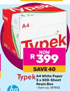 Typek A4 White Paper 5 x 500 Sheet Ream Box
