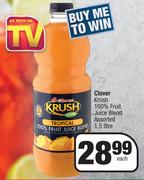 Clover Krush 100% Fruit Juice Blend Assorted-1.5L Each