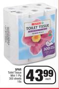 Spar Toilet Tissue Mini 1 Ply 300 Sheets-18s Each