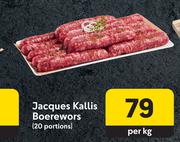 Jacques Kallis Boerewors (20 Portions)-Per Kg