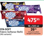 Sta-Soft Fabric Softener Refill (All Variants)-18 x 500ml