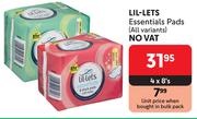 Lil-Lets Essentials Pads (All Variants)-4 x 8's Pack