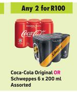 Coca-Cola (Original Or Schweppers) Assorted-For Any 2 x 6 x 200ml