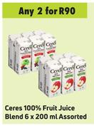 Ceres 100% Fruit Juice Blend Assorted-For Any 2 x 6 x 200ml