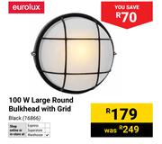 Eurolux 100W Large Round Bulkhead With Grid Black