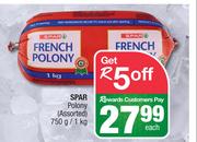 Spar Polony (Assorted)-750g/1Kg Each