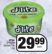 D'Lite 37% Fat Spread Tub-1Kg Each