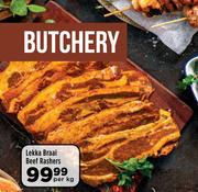 Lekka Braai Beef Rashers-Per kg