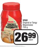 2Spar Original Or Tangy Mayonnaise-750g Each