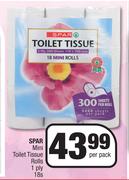 Spar Mini Toilet Tissue Rolls 1 Ply-18's Per Pack
