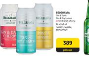Belgravia Gin & Tonic, Gin & Dry Lemon Or Gin & Dark Cherry-24 x 440ml Per Case
