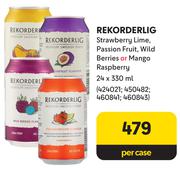 Rekorderlig Strawberry Lime, Passion Fruit, Wild Berries Or Mango Raspberry-24 x 330ml