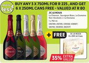 Jc Le Roux La Chanson,Sauvignon Blanc,Le Domaine Non Alcoholic Or Le Domaine- 3 x 750ml