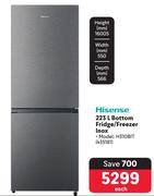Hisense 223L Bottom Fridge/Freezer Inox H310BIT