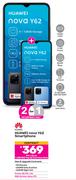 2 x Huawei Nova Y62 Smartphone-On 1.3GB Red Top Up Core More Data + On Promo 80