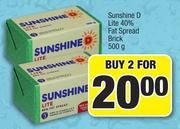 Sunshine D Lite 40% Fat Spread Brick-For 2 x 500g